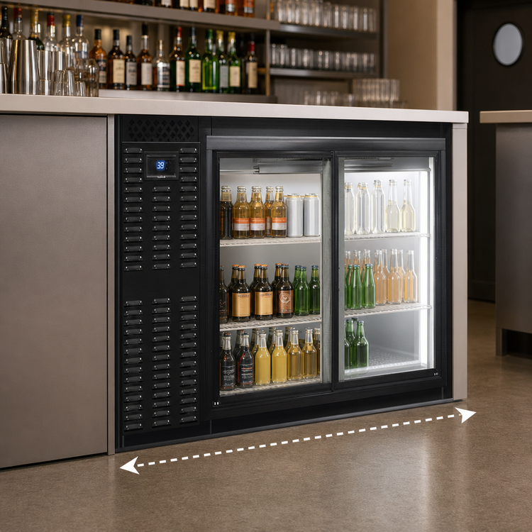 Product image #4 for Continental Refrigerator BB50SNSGDPT 50" Shallow Depth Pass-Thru Back Bar Cooler with Sliding Glass Doors