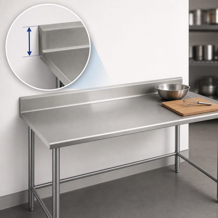 Product image #4 for Eagle Budget Series Stainless Steel Work Table with 4-1/2" Backsplash, 84"W x 30"D