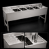 Thumbnail image #4 for Serv-Ware 72-Inch 4-Bowl Stainless Steel Bar Sink with Left and Right Drainboards