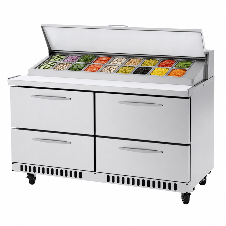 Product image #4 for Turbo Air PRO Series 60.25-Inch Two-Section Sandwich/Salad Prep Table with 4 Drawers