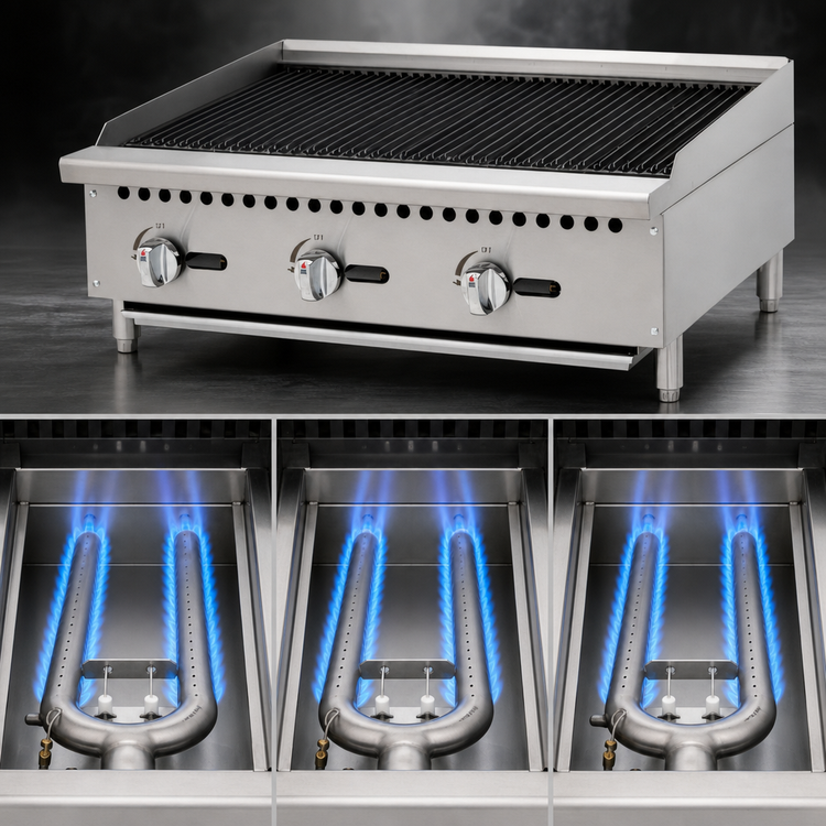 Product image #4 for Migali Competitor Series C-CR36 Countertop Natural Gas Char-Rock Charbroiler, 36-Inch