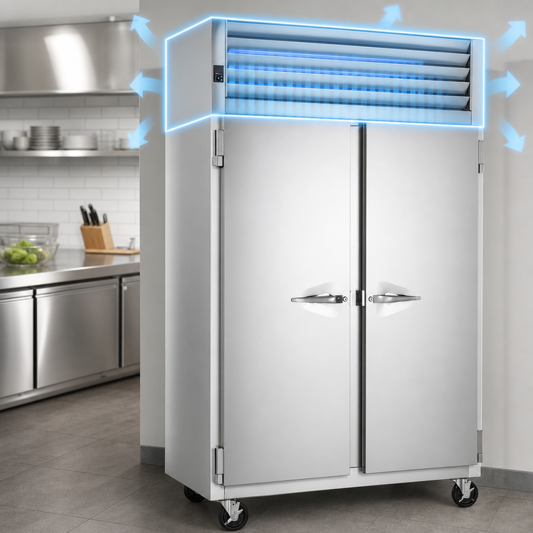 Product image #4 for Traulsen Spec-Line 58-Inch Wide Two-Section Reach-In Freezer with Half-Height Solid Doors, 26-Inch Deep, Self-Contained