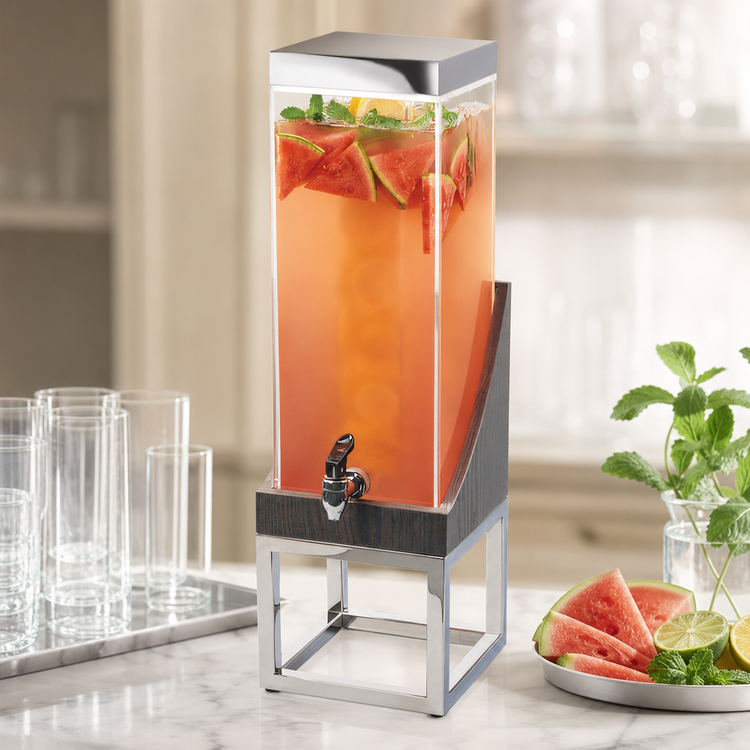 Product image #4 for Ashwood 3-Gallon Square Beverage Dispenser with Infusion Chamber, Drip Tray, and Wood Base