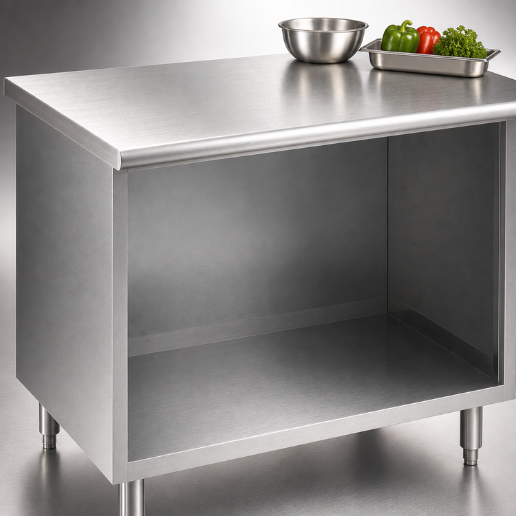 Product image #4 for Eagle Spec-Master Open Front Cabinet Base Work Table, 48 x 24 Inch, 14-Gauge 304 Stainless Steel Top