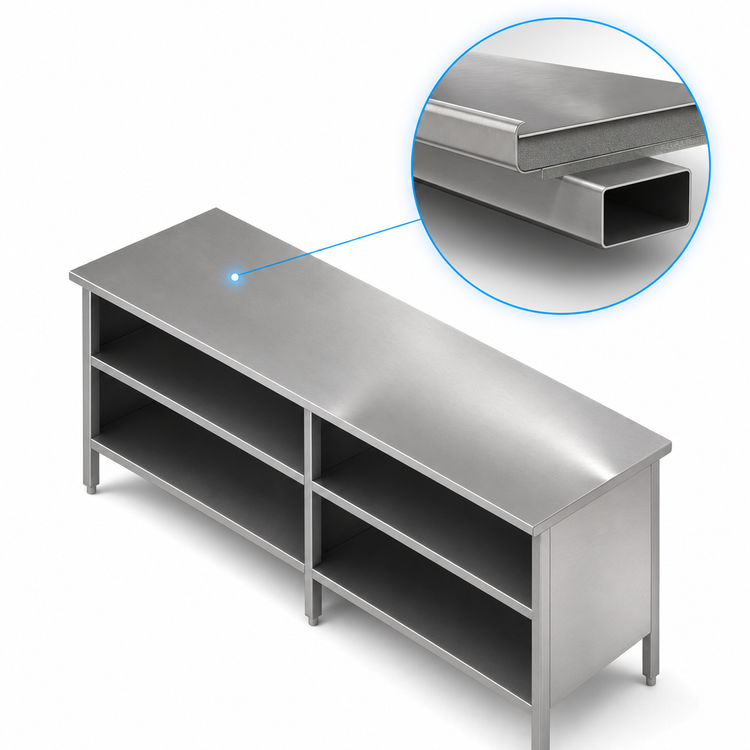 Product image #4 for John Boos Open Front Enclosed Base Stainless Steel Work Table, 108 x 30 Inches
