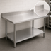 Thumbnail image #4 for Omcan Standard Series 84-Inch x 30-Inch Stainless Steel Work Table with 4-Inch Backsplash and Undershelf