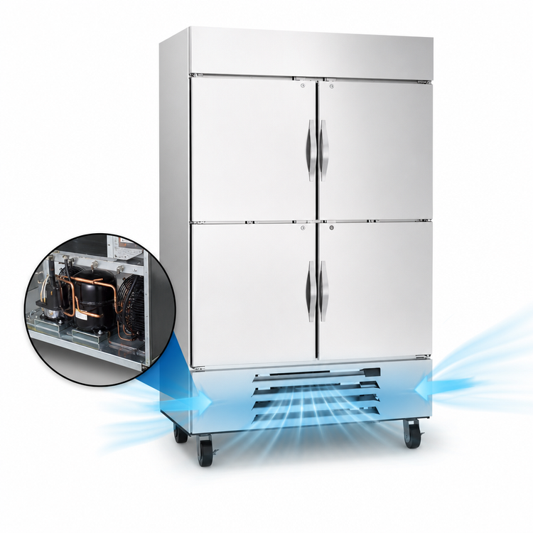 Product image #4 for Beverage-Air Horizon Series Two-Section Bottom-Mount Reach-In Freezer with Solid Half Doors, 46.2 Cu. Ft.