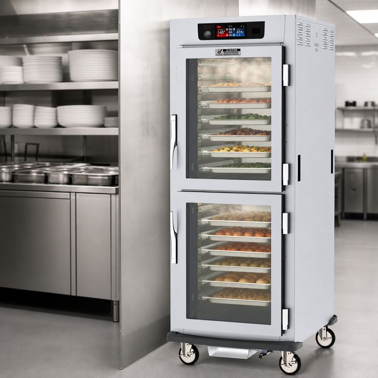 Product image #4 for Metro C5 9 Series Mobile Full-Height Pass-Thru Controlled Humidity Heated Holding and Proofing Cabinet with Glass Dutch Doors, 17-Pan Capacity