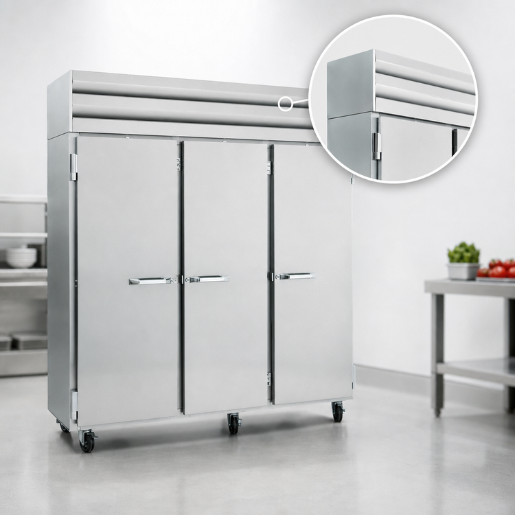 Product image #5 for Howard-McCray SF Series Three-Section Reach-In Freezer, 75 Cu. Ft., Self-Contained, Top-Mounted, Solid Full Doors