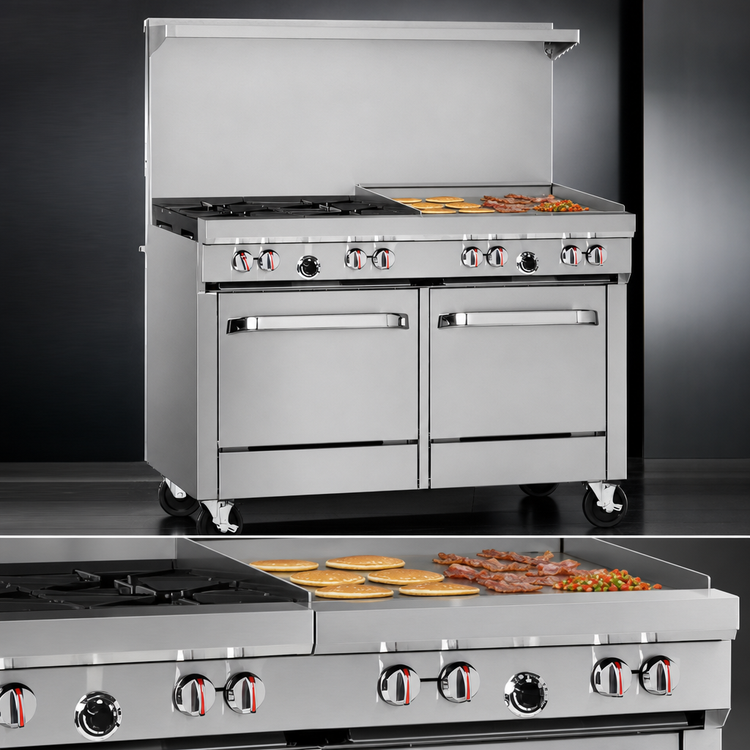 Product image #4 for Southbend S-Series 48-Inch Gas Restaurant Range with 4 Open Burners, 24-Inch Griddle, Convection Oven and Cabinet Base