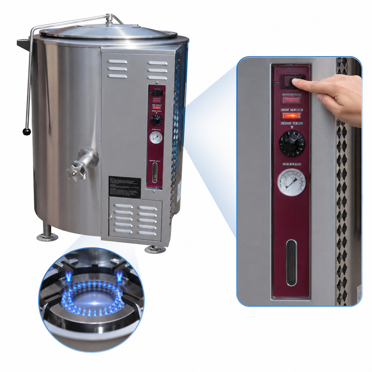 Product image #4 for Crown GL-40E 40 Gallon 2/3 Jacketed Gas Stationary Steam Kettle