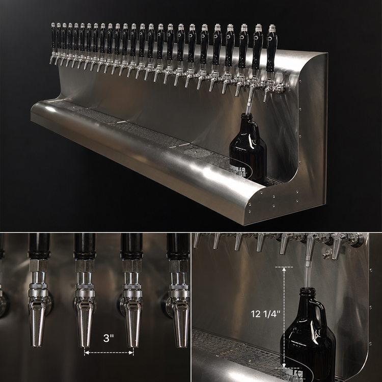 Product image #4 for Perlick 4076BK29 Modular Wall-Mount Draft Beer Dispensing Tower, 29 Faucets, Glycol-Cooled, Back Lead