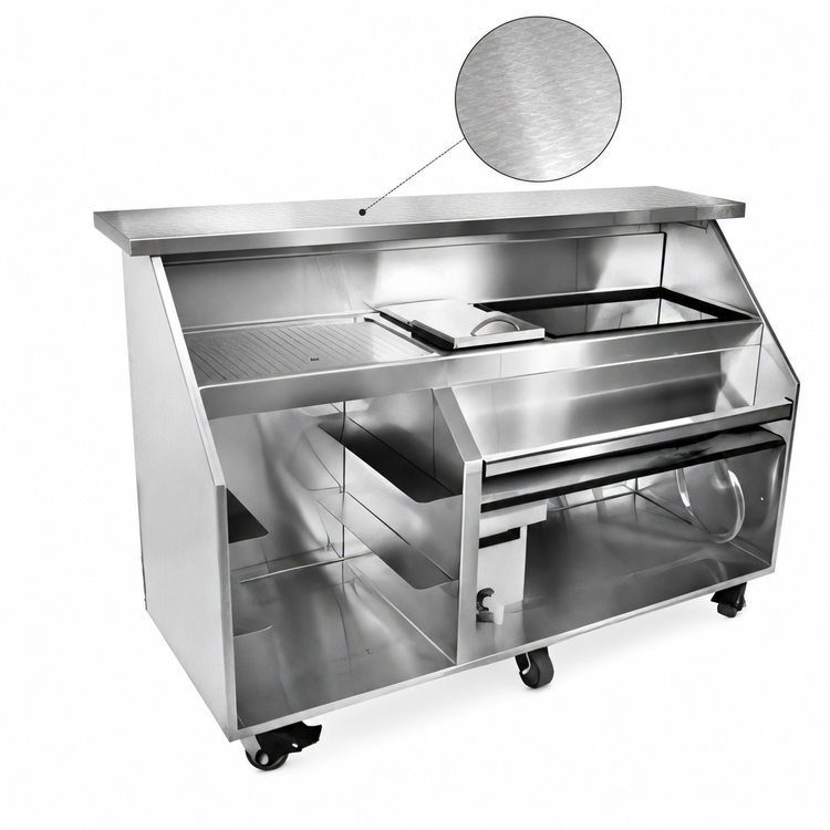 Product image #4 for Portable Glassware Bar, 66-Inch Stainless Steel with 18-Inch Ice Bin and 18-Inch Beverage Bin