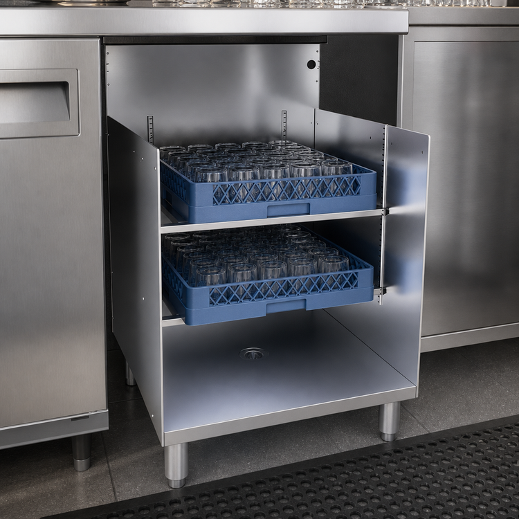 Product image #4 for Glastender Underbar Glass Rack Storage Unit, 24-Inch Wide, Open Top, Open Front Base
