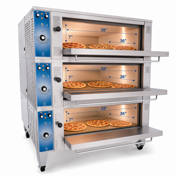 Product image #4 for Bakers Pride Super Deck Series Electric 3-Deck Pizza Deck Oven with 38 x 36 x 7-Inch Cavities