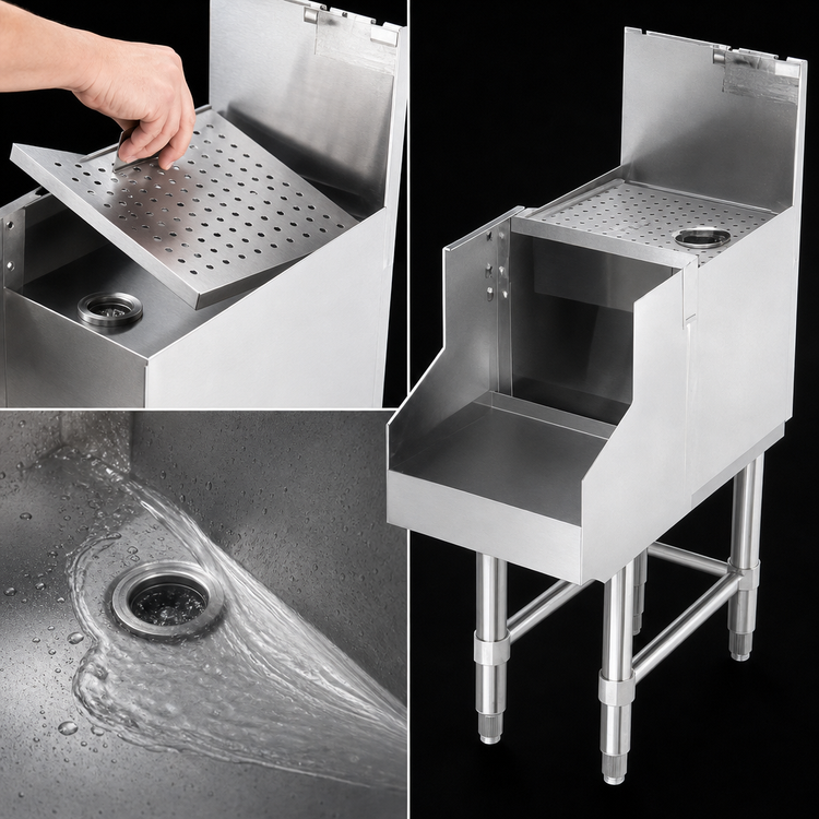 Product image #4 for Spec-Bar Freestanding Blender Station with Drainboard Top and Lift-Out Insert, 12 x 24 Inches