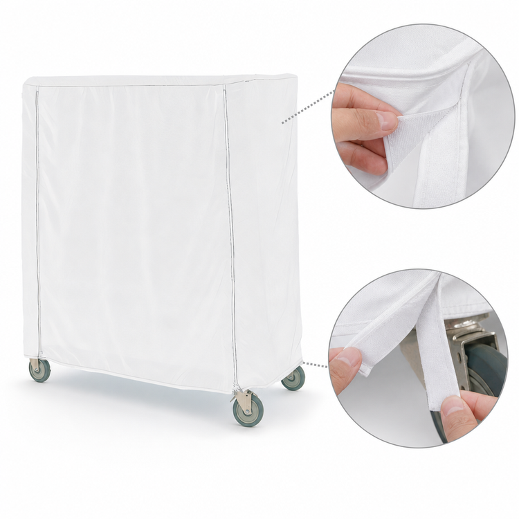 Product image #4 for Metro White Uncoated Knitted Polyester Queen Mary & Banquet Cart Cover, 60 x 24 x 74 Inches