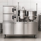 Thumbnail image #4 for Crown ECX-2-6-10 Electric Two Compartment Convection Steamer with 6 & 10 Gallon Kettles