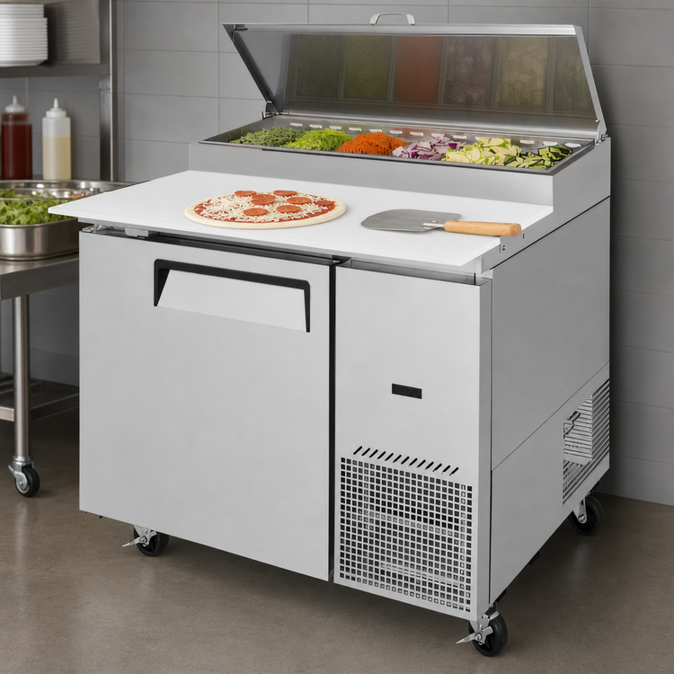 Product image #4 for Turbo Air Super Deluxe 44-Inch Single-Section Pizza Prep Table with Poly Cutting Board and 1 Solid Door