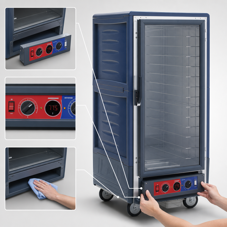 Product image #4 for Metro C5 3 Series 3/4-Height Heated Holding and Proofing Cabinet with Blue Insulation Armour, Clear Polycarbonate Door, Fixed Wire Slides