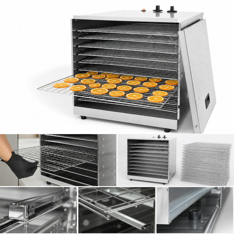 Product image #4 for Omcan Single-Zone Commercial Food Dehydrator with 10 Removable Racks