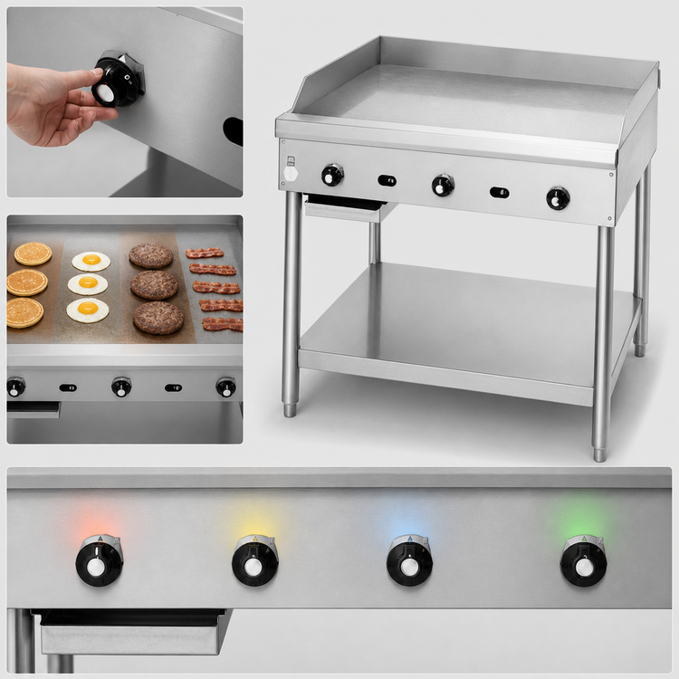 Product image #4 for Jade Range Supreme JGT-2460-F Floor Model Gas Griddle - 60" Wide, 1" Thick Plate