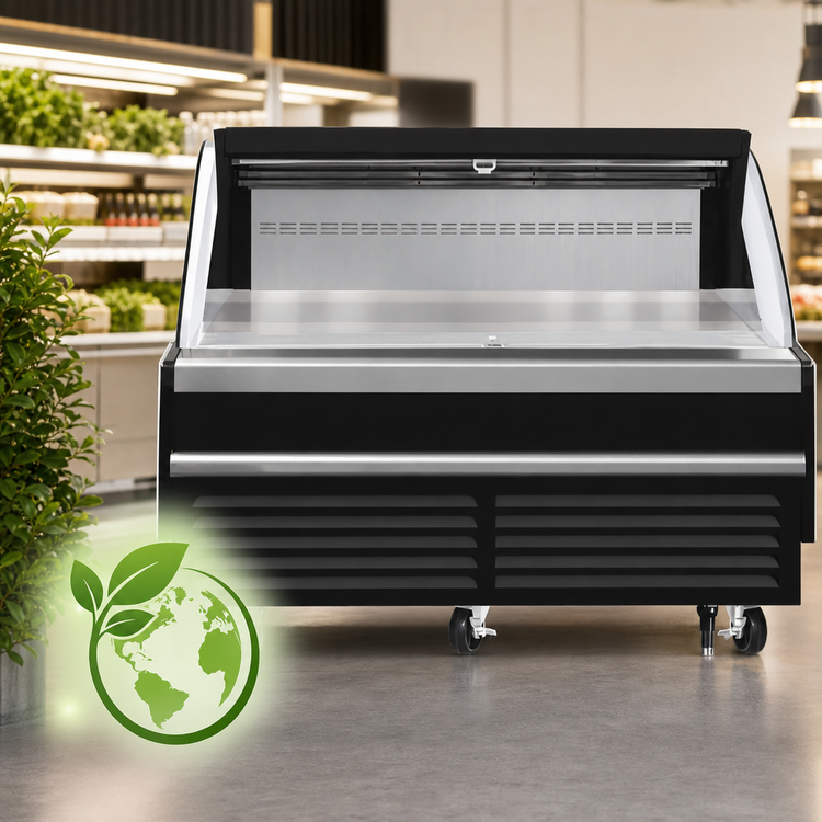 Product image #4 for Everest Refrigeration Horizontal Open-Air Merchandiser Cooler, 73-1/4-Inch W x 34-1/4-Inch D x 41-Inch H, 11.4 Cu. Ft., Black, Self-Contained Bottom Mount