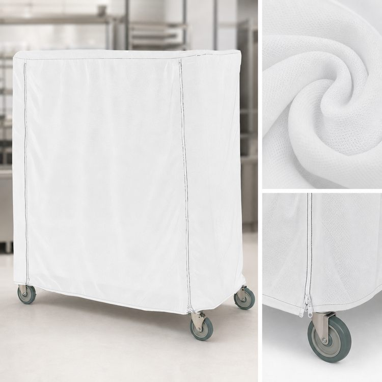Product image #4 for Metro 48 x 21 x 74 Inch White Cart Cover for Queen Mary & Banquet Carts