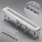 Thumbnail image #4 for Dinex DXIESSB20 20-Foot Lexan Slat Belt Motorized Tray Make-Up Conveyor, Variable Speed, Stainless Steel Frame