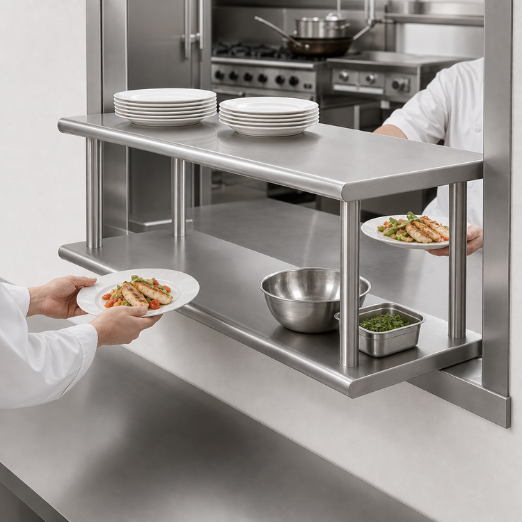 Product image #4 for Advance Tabco Double-Tier Pass-Thru Wall Shelf, 132W x 24D, Stainless Steel