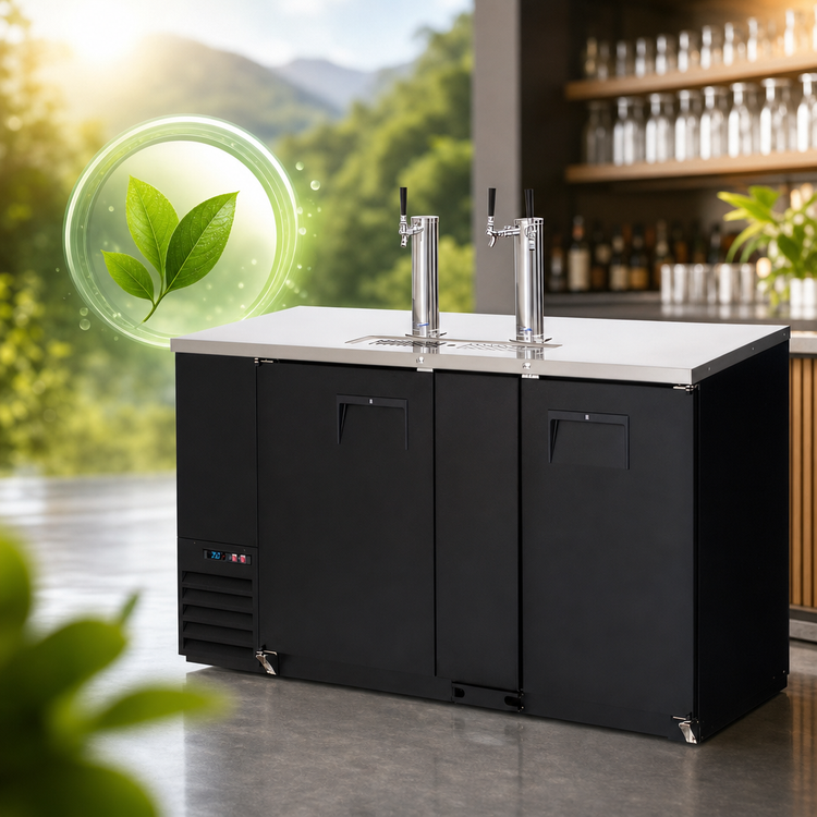 Product image #4 for Everest Refrigeration Two-Section Direct Draw Keg Refrigerator with 2 Draft Towers, 68-Inch Wide, 20 Cu. Ft., 3 Half-Barrel Keg Capacity