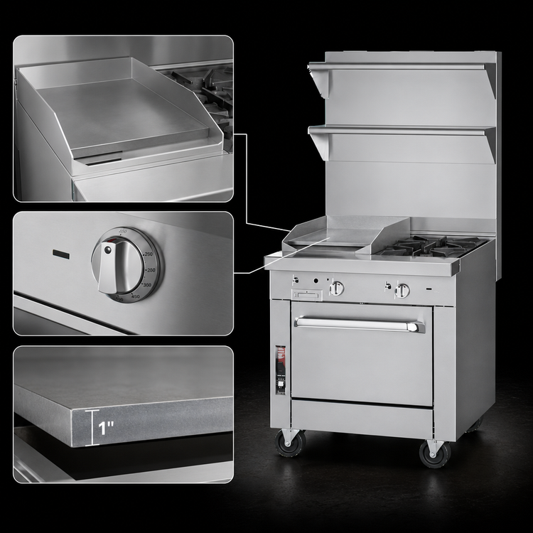 Product image #4 for Southbend Platinum 36-Inch Heavy Duty Gas Range with 2 Open Burners, 24-Inch Griddle, and Standard Oven