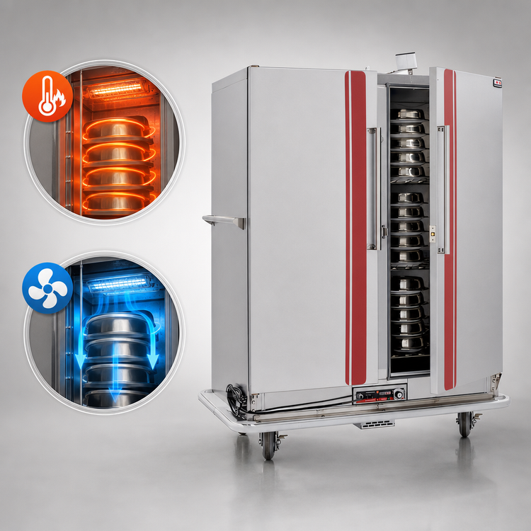 Product image #4 for EnduraHeat BR150 Electric Heat Retention Banquet Cart, 150 Covered Plate Capacity, Stainless Steel, Double Door