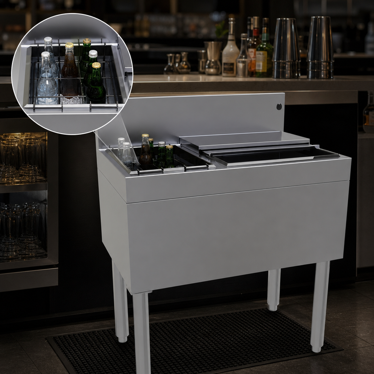 Product image #4 for Glastender CBA-30L 30-Inch Underbar Combo Ice Bin/Cocktail Unit with Left Bottle Well