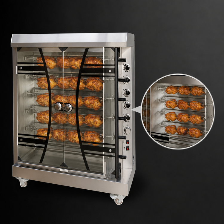 Product image #4 for Omcan 46-Inch Electric Rotisserie Grill, 6-Spit, 36-Chicken Capacity, 12 kW
