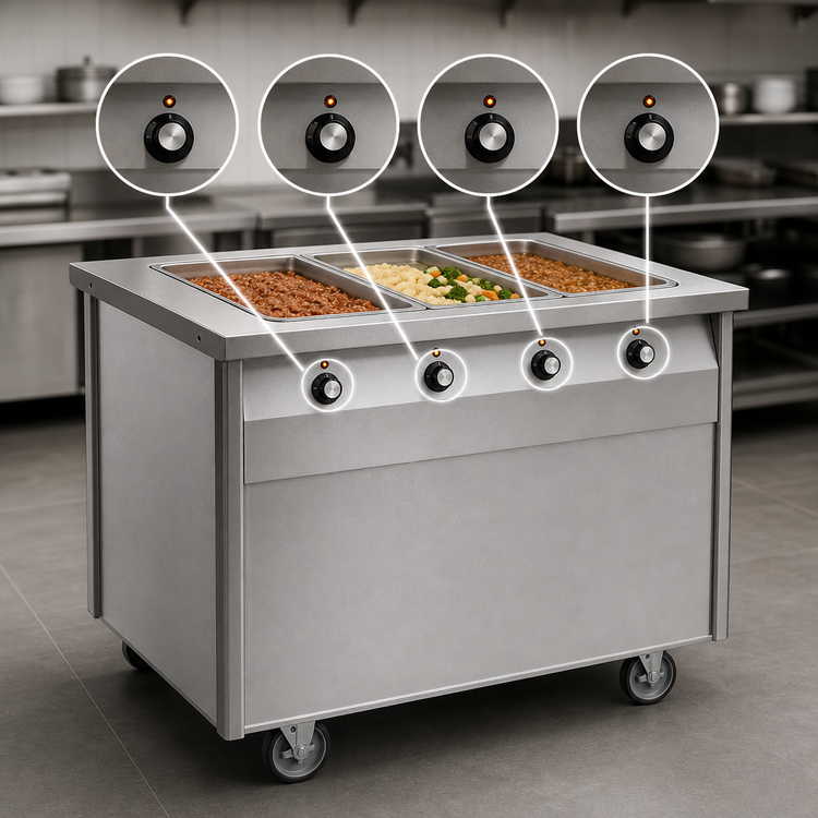 Product image #4 for Randell Mobile Electric Hot Food Table with 4 Sealed Wells and Enclosed Base, 60 x 30 Inches