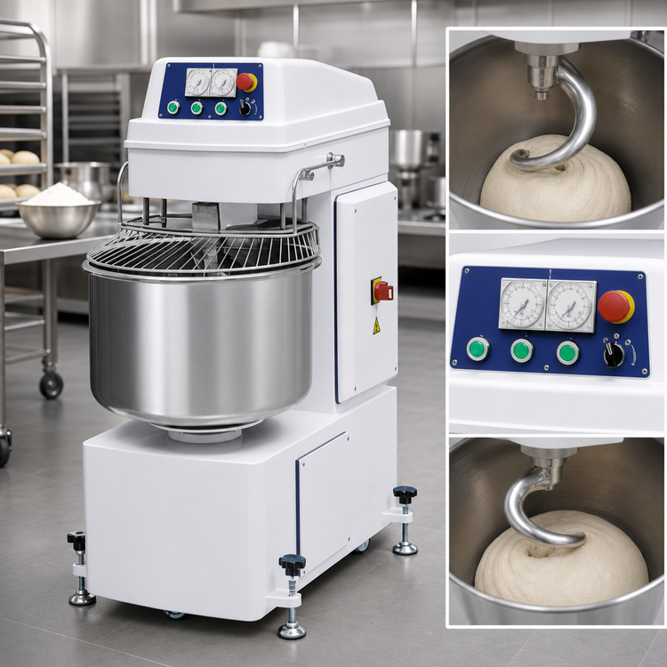 Product image #4 for Primo PSM-60E Spiral Dough Mixer with 126 Qt. Bowl, 132 lb. Dough Capacity, Casters, and Timer