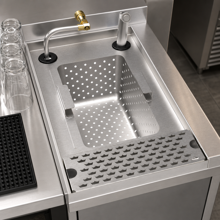 Product image #4 for MoveWell Underbar Modular Dump Sink Insert, 12 x 21 x 6 Inches, Wide Wash, Stainless Steel
