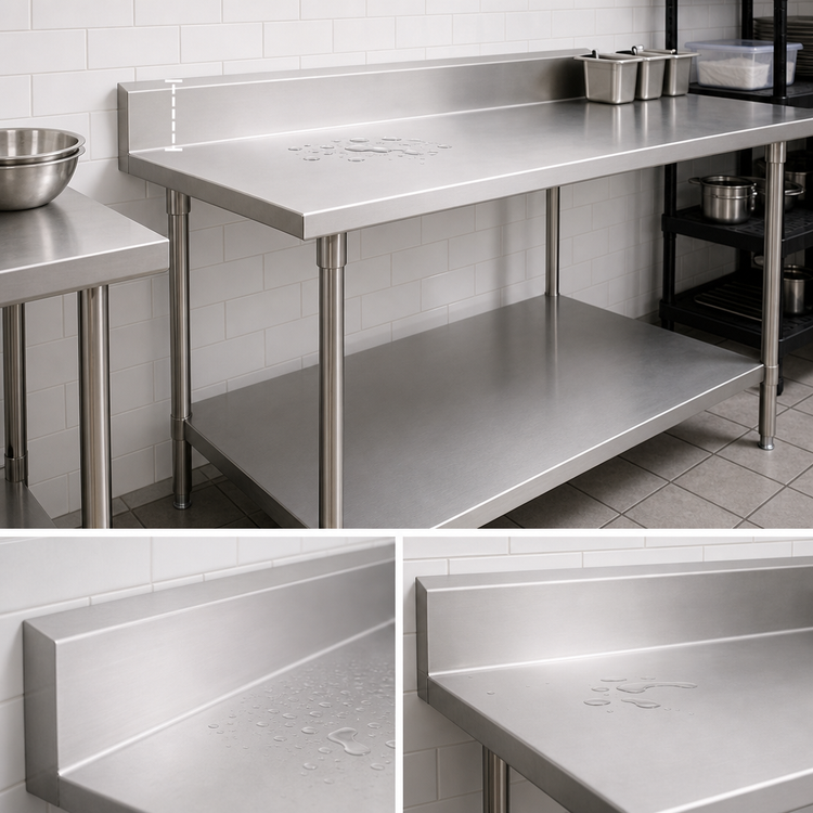 Product image #4 for John Boos Stallion 108-Inch x 24-Inch Stainless Steel Work Table with 5-Inch Backsplash and Adjustable Undershelf