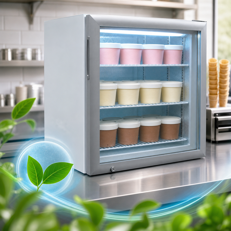 Product image #4 for Countertop Ice Cream Freezer Merchandiser, One Section, 3.4 Cu. Ft., Rear-Mounted Self-Contained Refrigeration