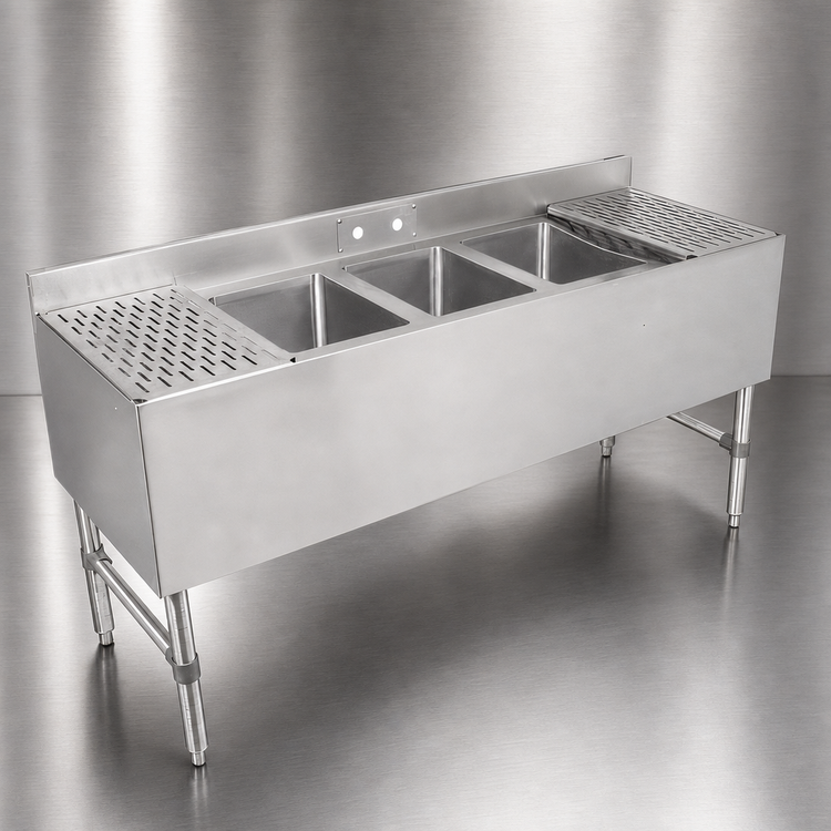 Product image #4 for John Boos Slim-Line 3-Compartment Stainless Steel Underbar Sink Unit, 36W x 18D x 32-1/2H