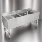 Thumbnail image #4 for John Boos Slim-Line UBS3-1836-X 3-Compartment Stainless Steel Underbar Sink, 36W x 18D x 32-1/2H, 3-Inch Backsplash