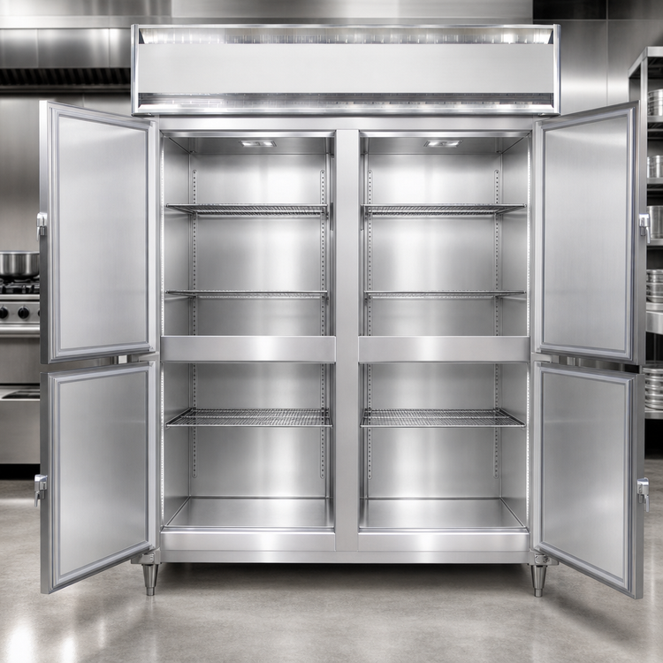 Product image #4 for Continental Refrigerator Designer Line D2FENSSHD Wide Two-Section Reach-In Freezer with Half-Height Solid Doors