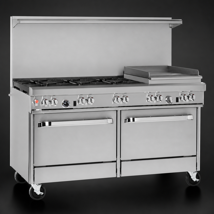 Product image #4 for Southbend Ultimate 60-Inch Gas Restaurant Range with 5 Burners, 24-Inch Griddle/Broiler and 2 Convection Ovens