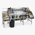 Thumbnail image #4 for Glastender 66 Inch All-In-One Underbar Ice Bin/Cocktail Station with Blender Shelf, Wet Waste Sink, Speed Rail, and Liquor Display