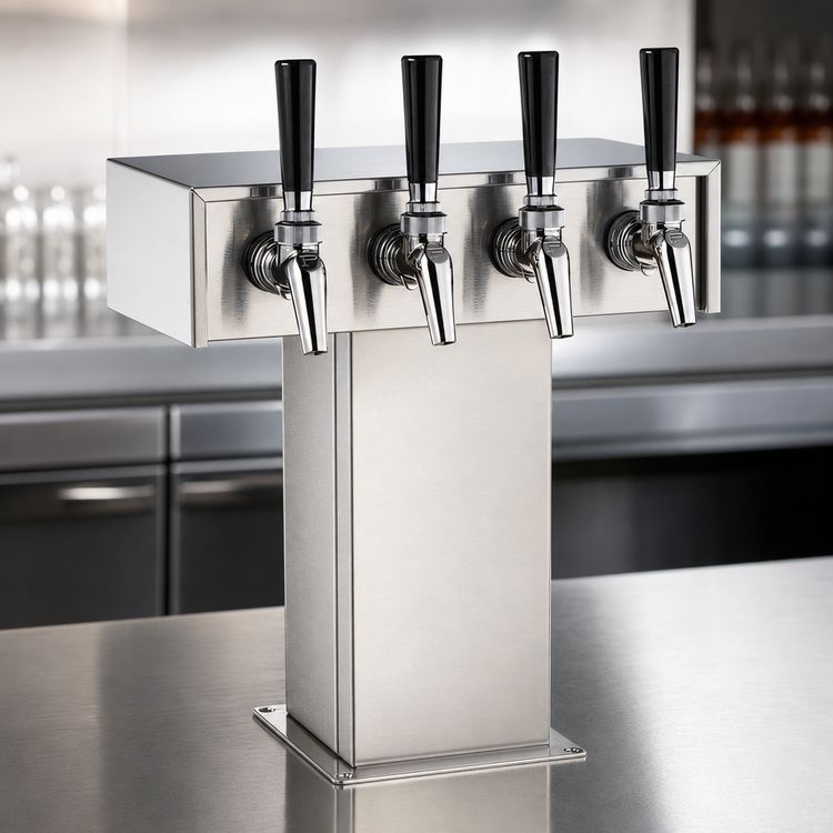 Product image #4 for Perlick 4-Faucet Tee Tower Beer Dispensing Kit, Stainless Steel