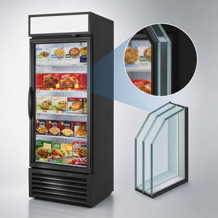 Product image #4 for True 1-Section Glass Door Freezer Merchandiser with Health Safety Timer, Triple-Pane Hinged Door, -10°F