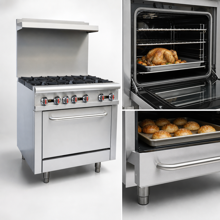 Product image #4 for Omcan USA 36-Inch Natural Gas Commercial Range with 6 Open Burners and Standard Oven