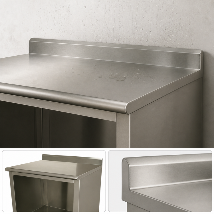 Product image #4 for Advance Tabco Special Value Economy 36 Inches x 30 Inches Open Base Stainless Steel Work Table with 5 Inch Backsplash