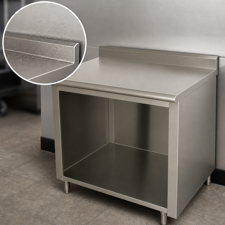 Product image #4 for Advance Tabco Special Value 60 x 24 Inch 16 Gauge 304 Stainless Steel Economy Open Base Work Table with 5 Inch Backsplash